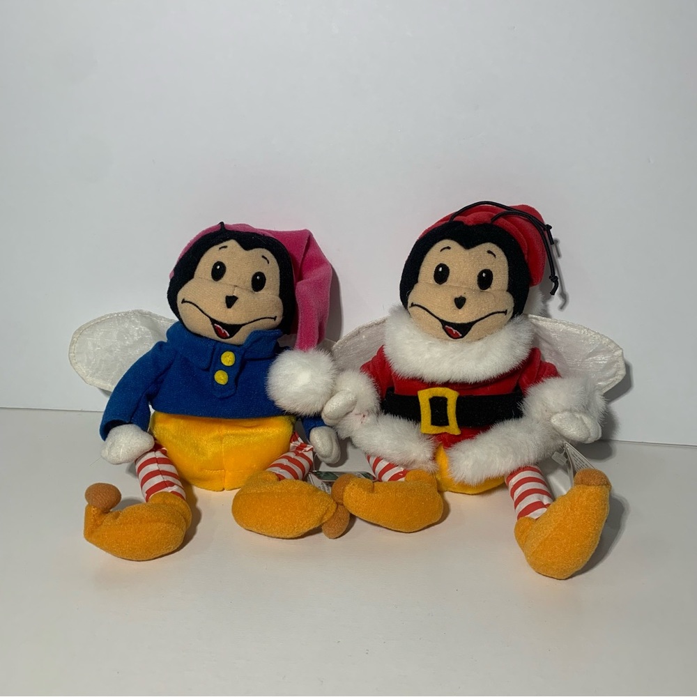 Tobin Farleys Humbug Bean Bag Christmas Plush “Sleepy” Bug & “Santa” Bug 2 Lot